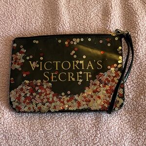 Victoria's Secret Black and Gold Sequin Wristlet